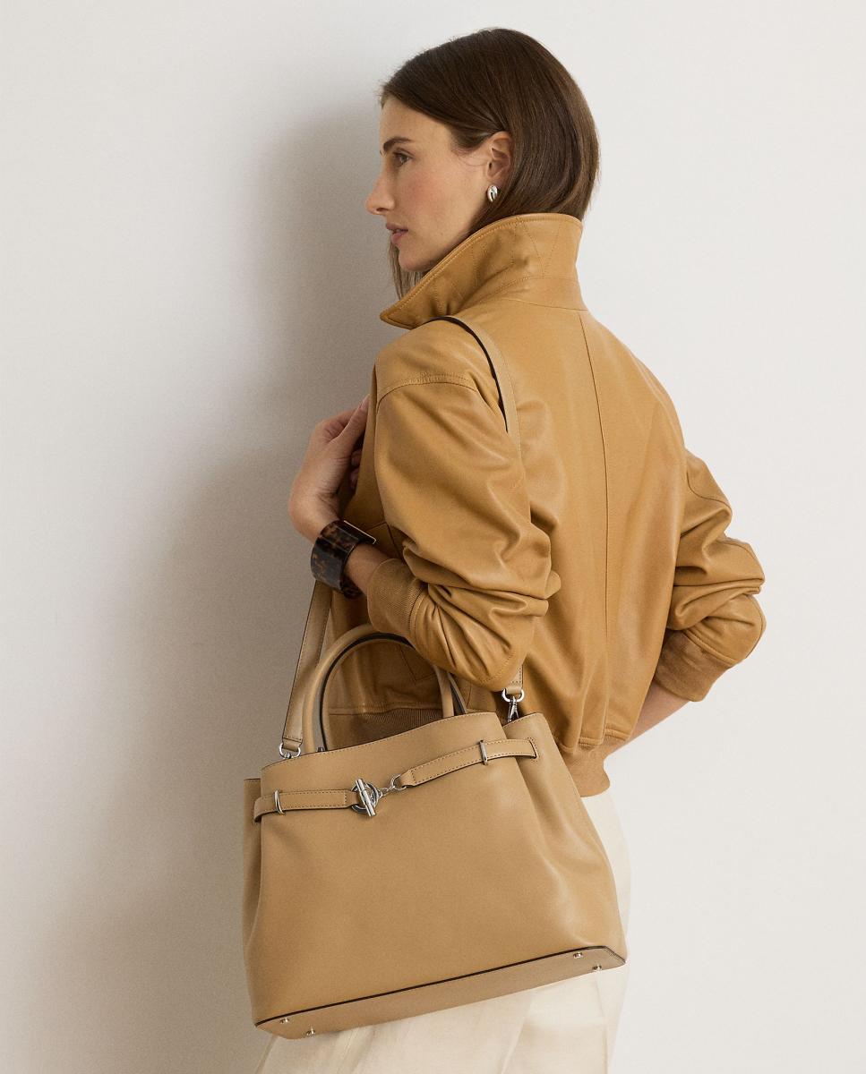 Mala Satchel Grande em Pele Pedra Natural-7
