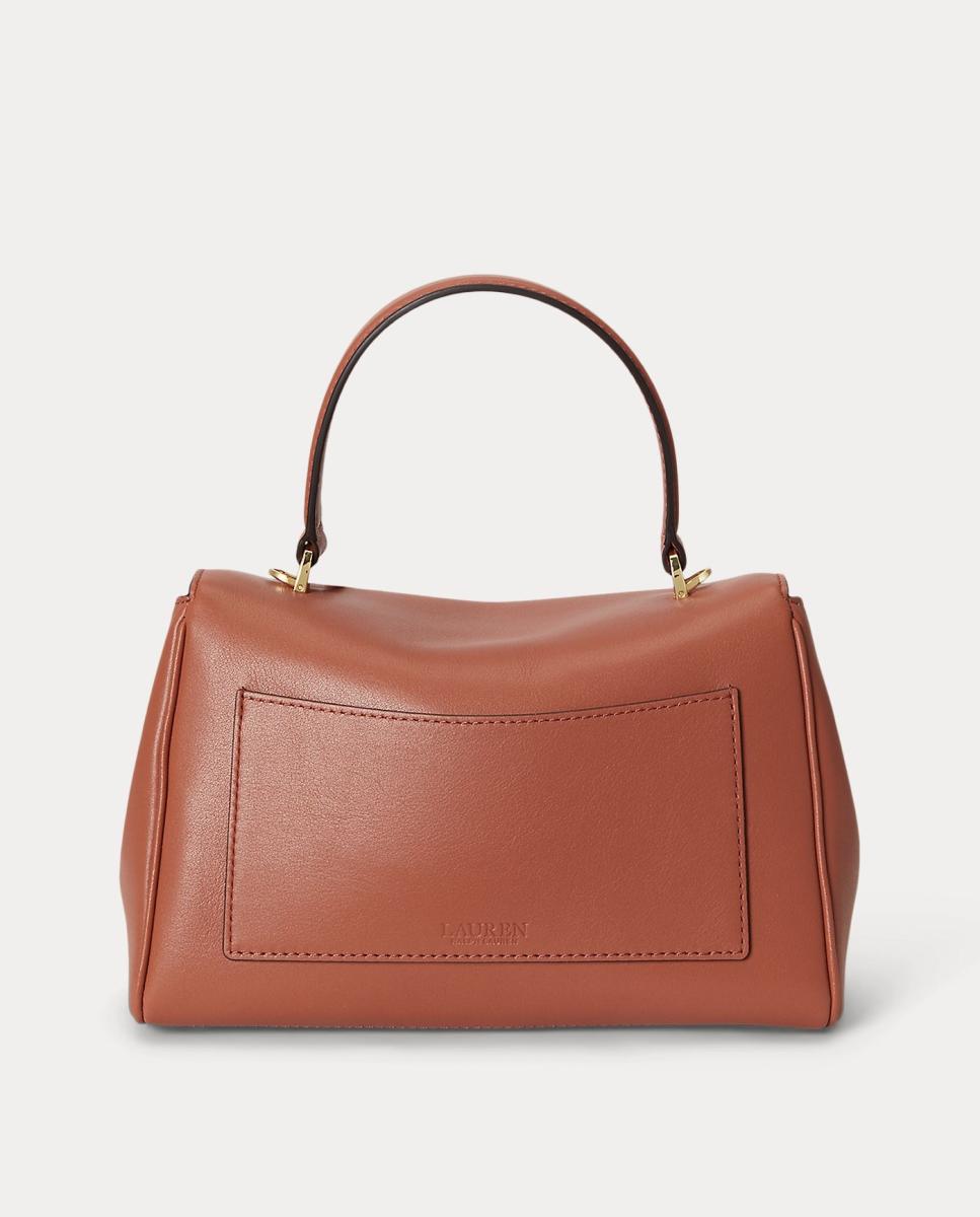 Bolso Satchel Farrah pequeño de piel - Lauren Ralph Lauren - Rojo Teja Rojo Teja-3