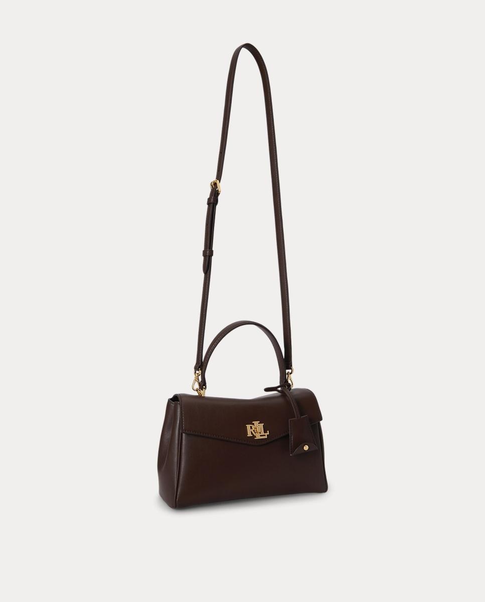 Mala Satchel Farrah Pequena em Pele Castanho-chocolate-3