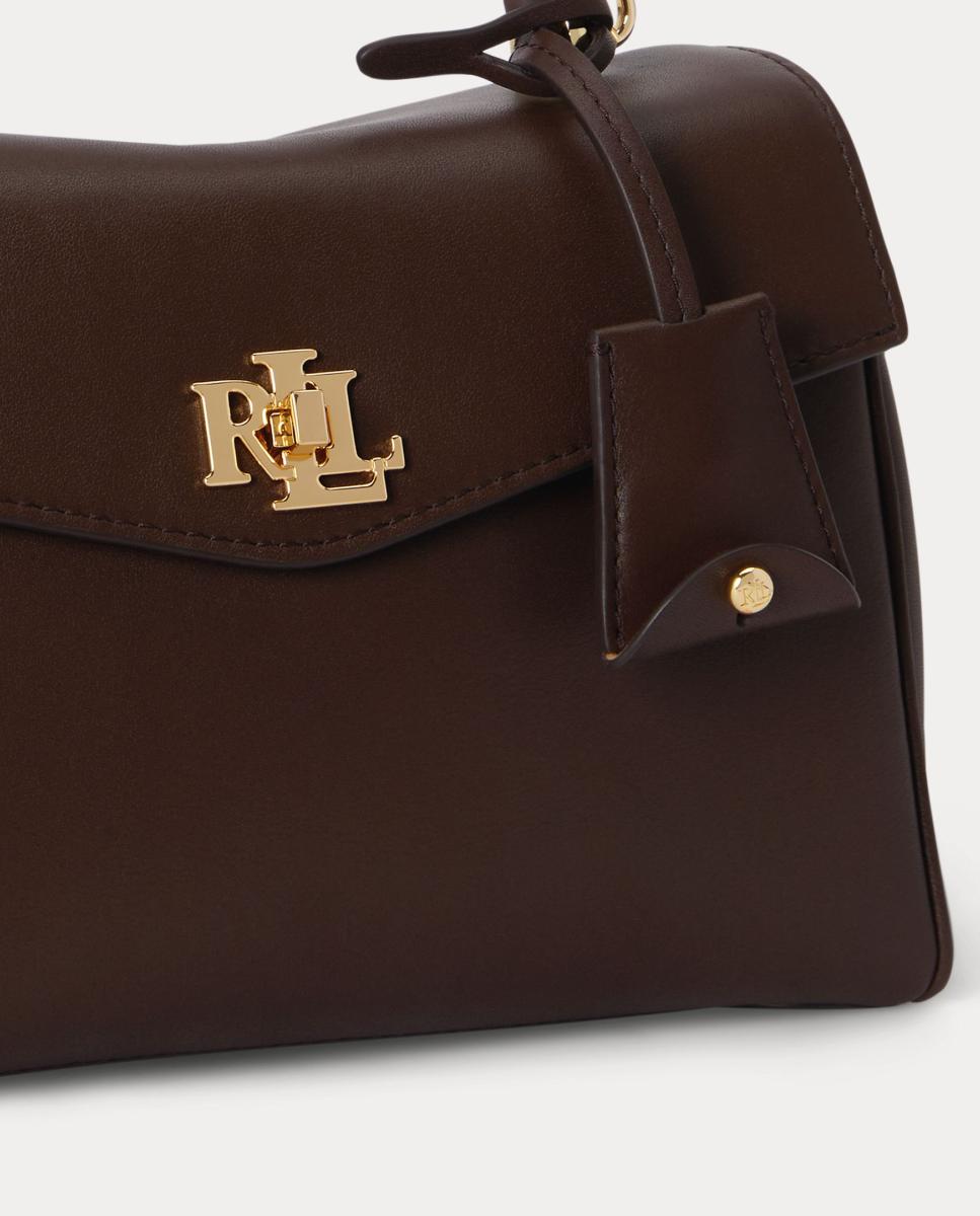 Mala Satchel Farrah Pequena em Pele Castanho-chocolate-6