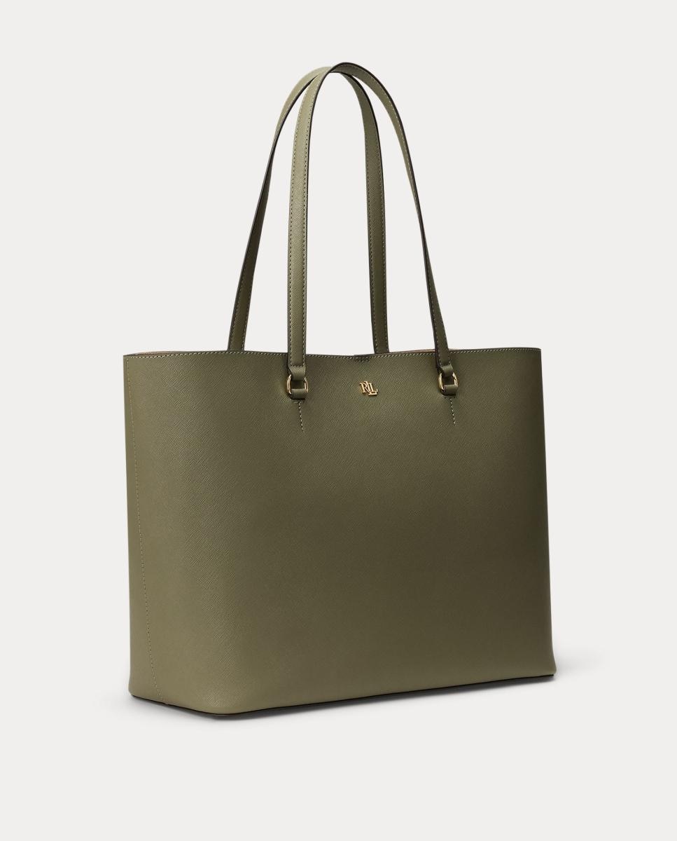 Mala Tipo Tote Karly Grande em Pele Verde pardo-3