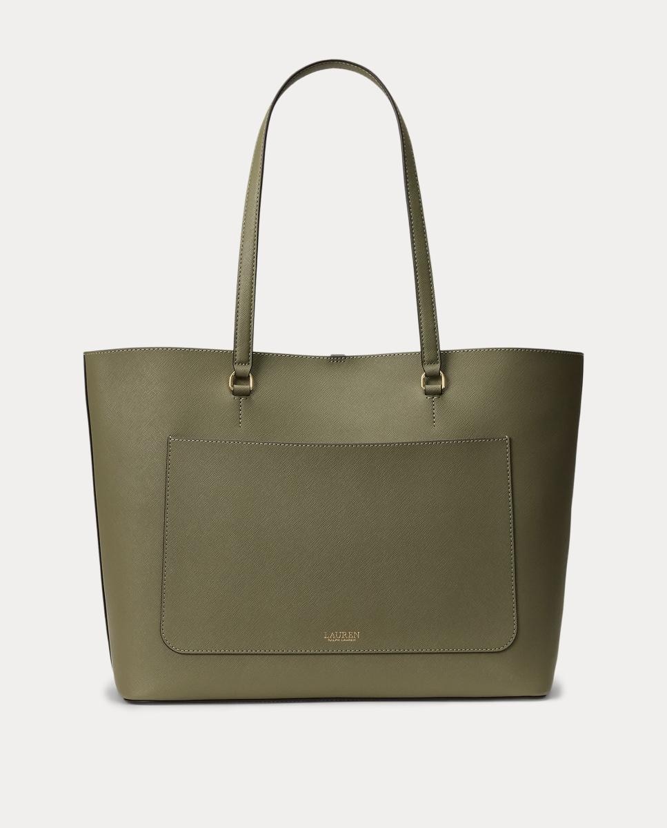 Mala Tipo Tote Karly Grande em Pele Verde pardo-4
