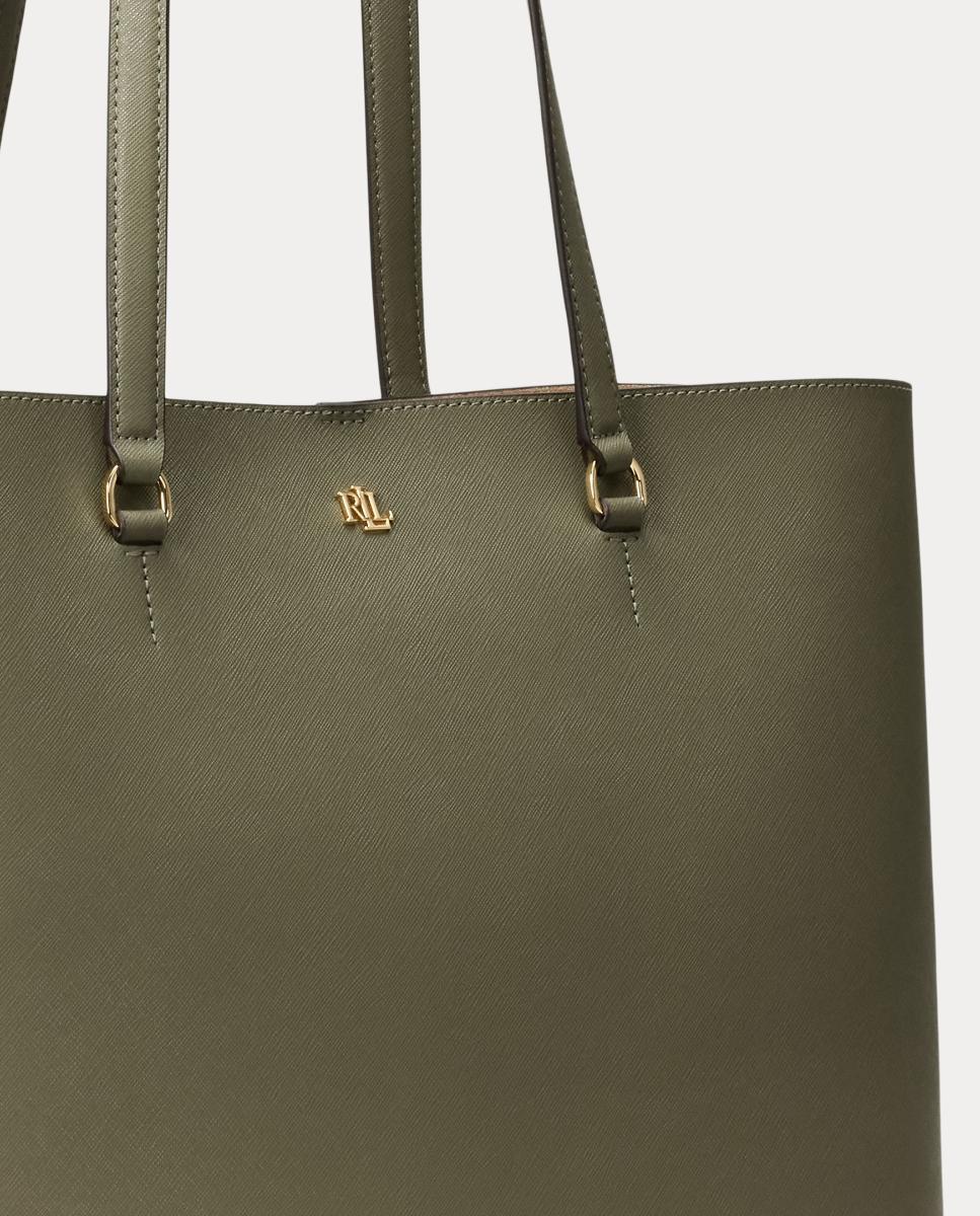 Mala Tipo Tote Karly Grande em Pele Verde pardo-6