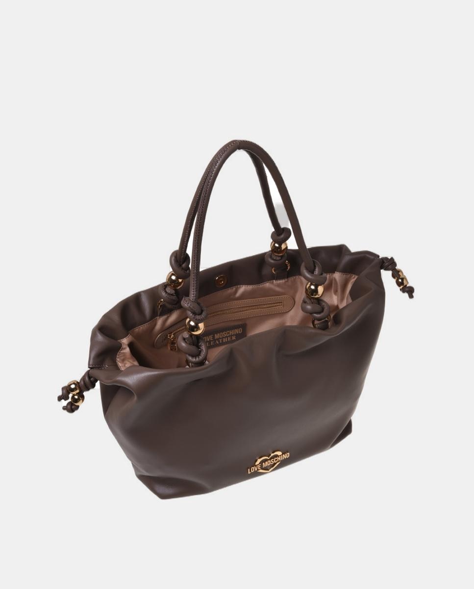 Bolso de hombro de piel - Love Moschino - Marrón Marrón-3