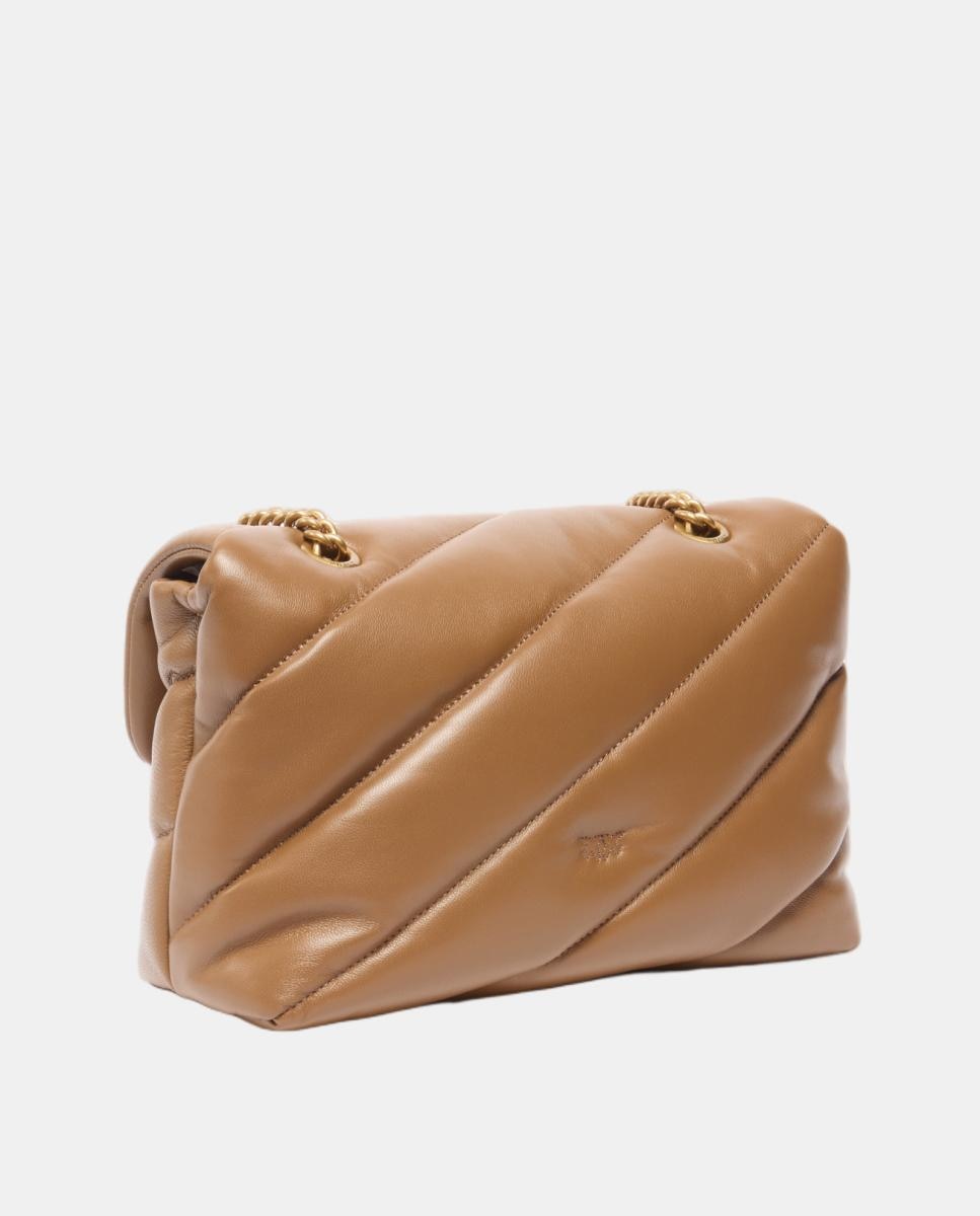 Mala a Tiracolo Média Love Bag Puff com Fivela de Joia Castanho-2