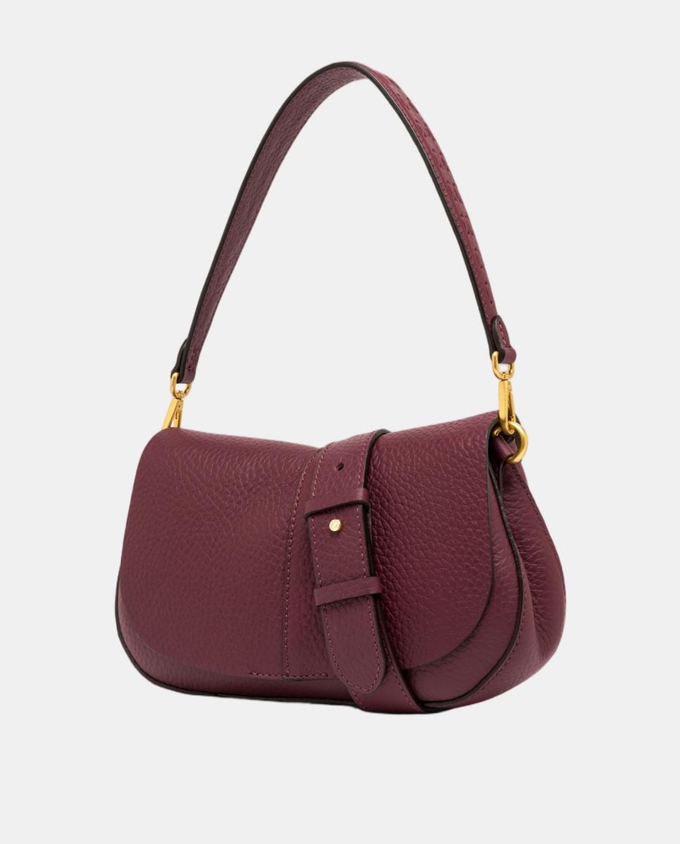Mala de Ombro em Pele com Alça Amovível e Correia Ajustável Modelo Helena Round Vermelho-3