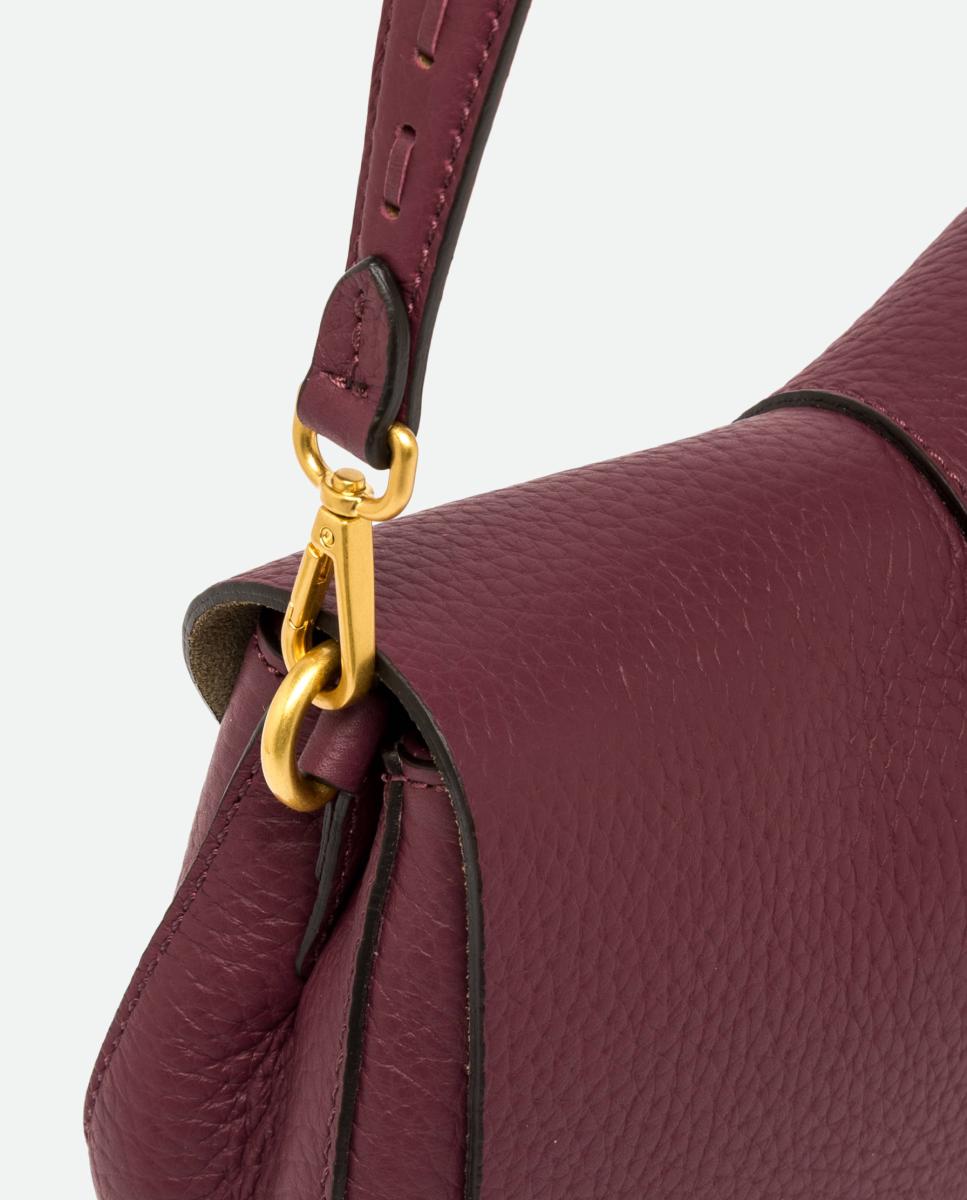 Mala de Ombro em Pele com Alça Amovível e Correia Ajustável Modelo Helena Round Vermelho-5