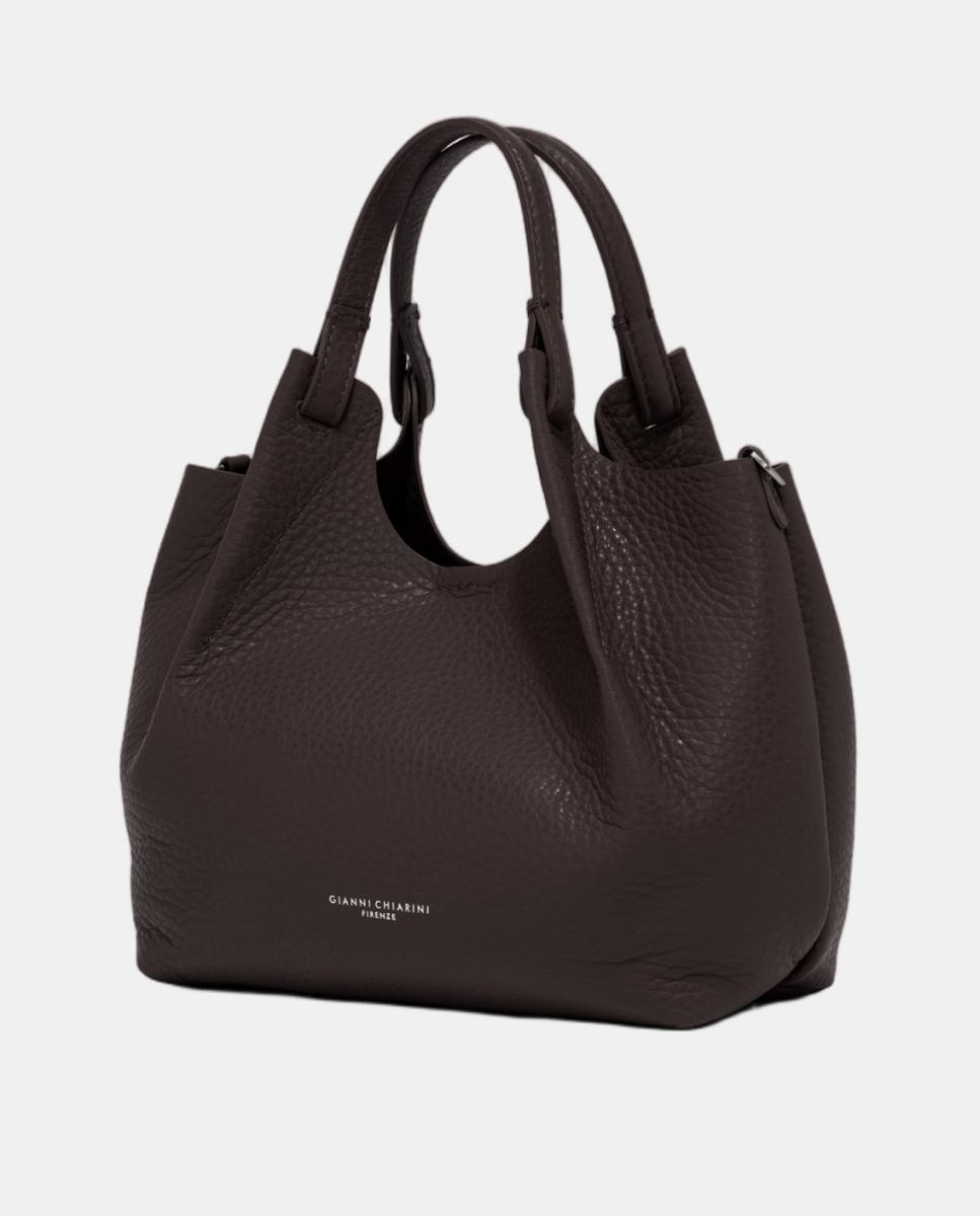 Mala de Ombro Média em Pele com Correia e Pochette Modelo Dua Castanho-escuro-4