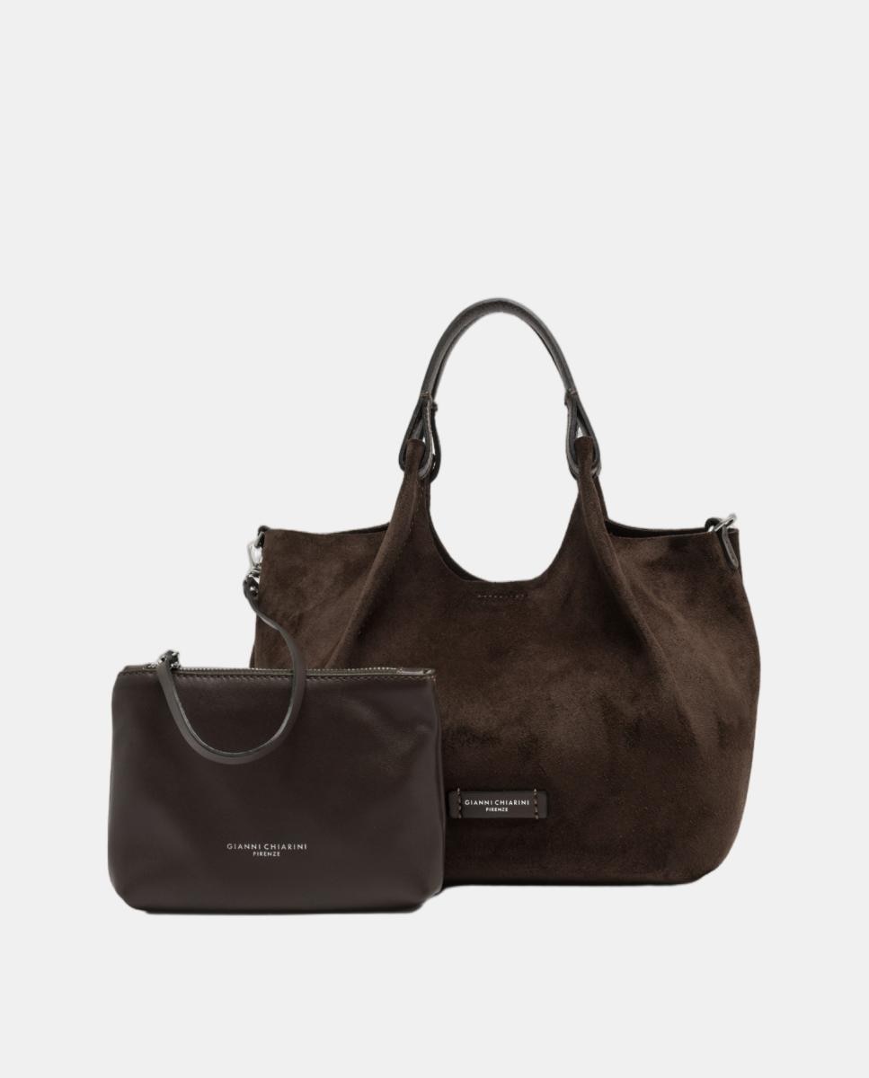 Bolso de hombro en ante modelo DUA - Gianni Chiarini - Marrón oscuro Marrón oscuro-6