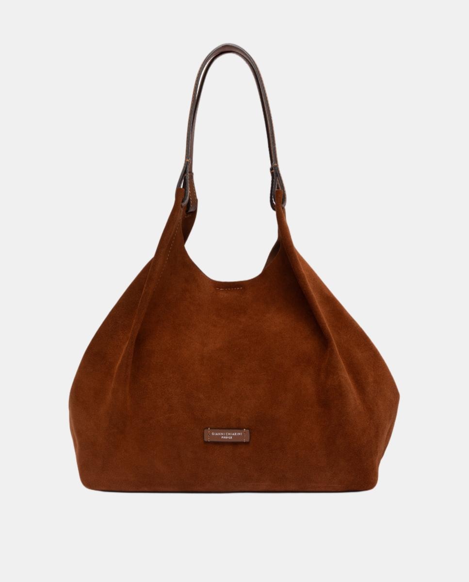 Bolso de hombro grande en ante , incluye pochette en piel modelo DUA - Gianni Chiarini - Marrón Marrón-1