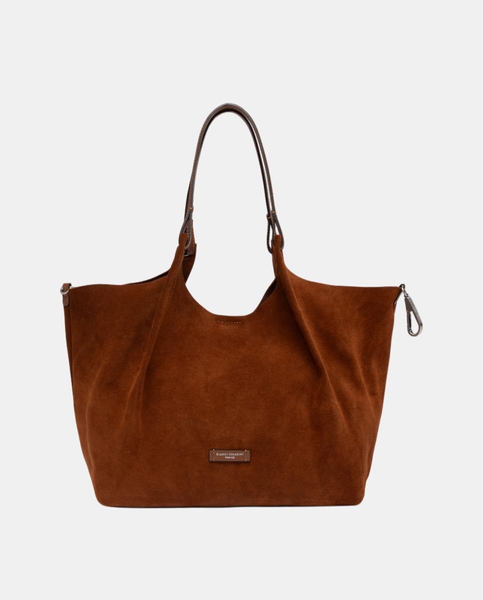 Bolso de hombro grande en ante , incluye pochette en piel modelo DUA - Gianni Chiarini - Marrón Marrón-2