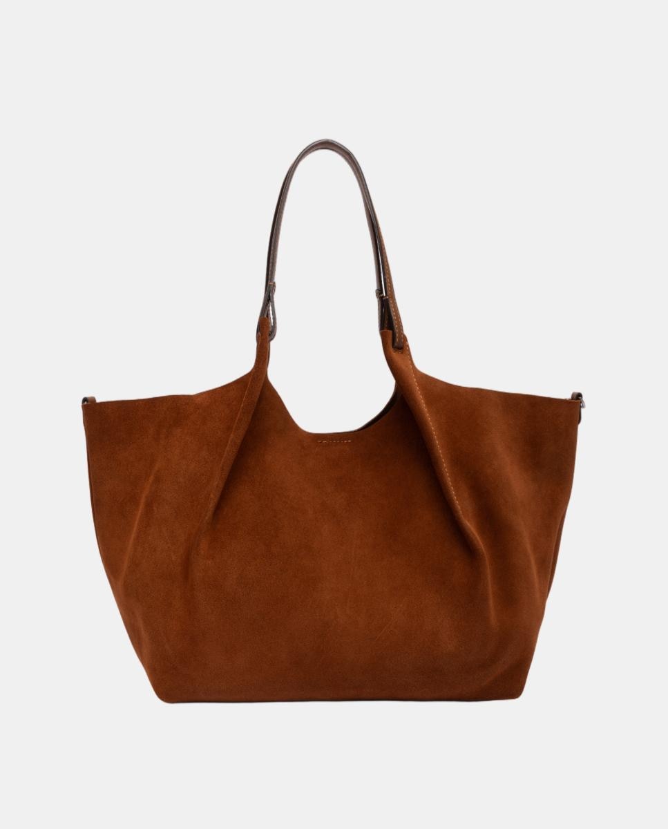 Bolso de hombro grande en ante , incluye pochette en piel modelo DUA - Gianni Chiarini - Marrón Marrón-3