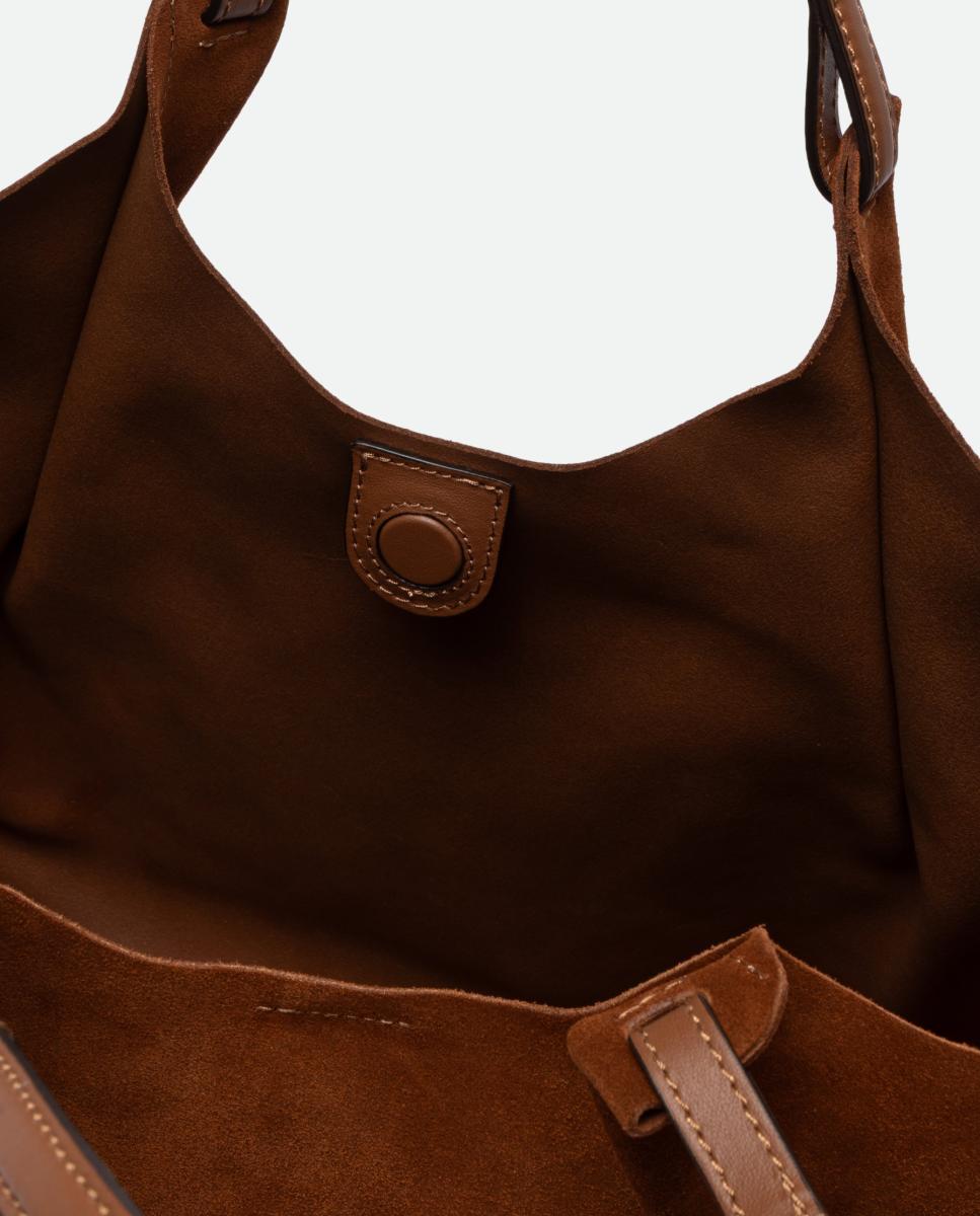 Bolso de hombro grande en ante , incluye pochette en piel modelo DUA - Gianni Chiarini - Marrón Marrón-5