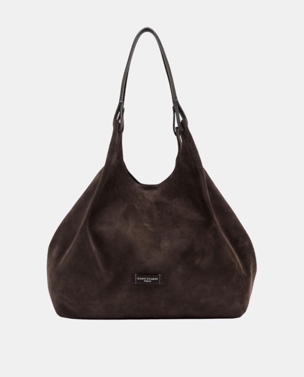 Imagem 0 de Mala de Ombro Grande em Camurça, Inclui Pochette em Pele Modelo Dua