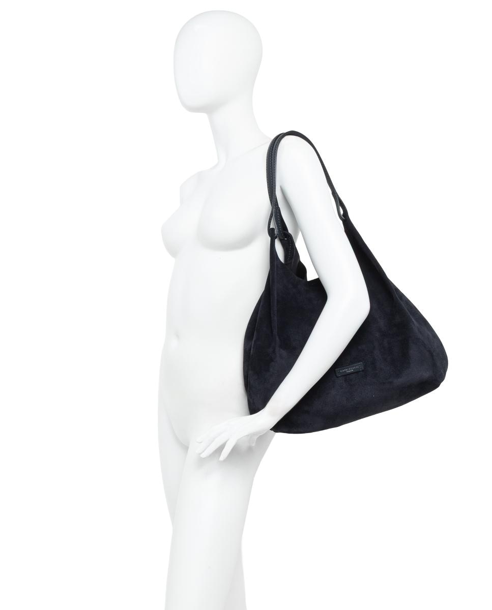 Mala de Ombro Grande em Camurça, Inclui Pochette em Pele Modelo Dua Castanho-escuro-7