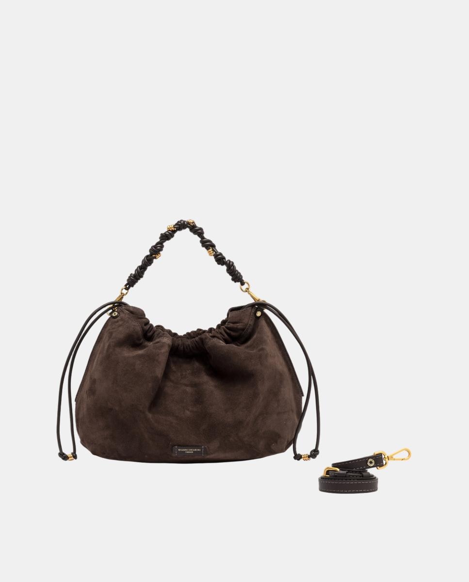 Bolso de hombro en ante modelo MORGANA - Gianni Chiarini - Marrón oscuro Marrón oscuro-1