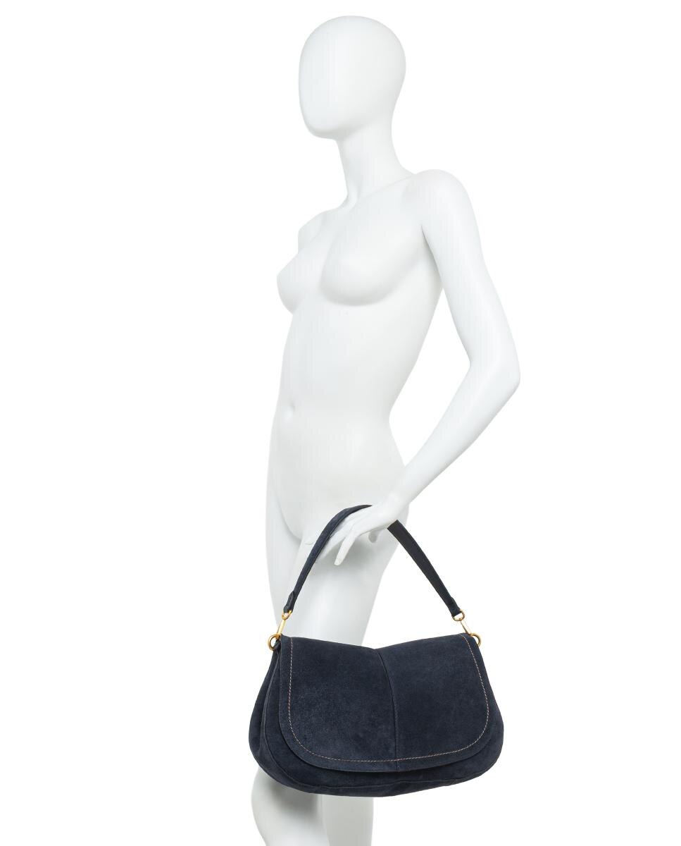 Bolso de hombro en ante modelo HELENA ROUND - Gianni Chiarini - Azul marino Azul marino-6