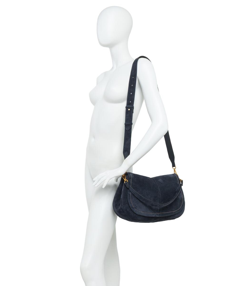Bolso de hombro en ante modelo HELENA ROUND - Gianni Chiarini - Azul marino Azul marino-7
