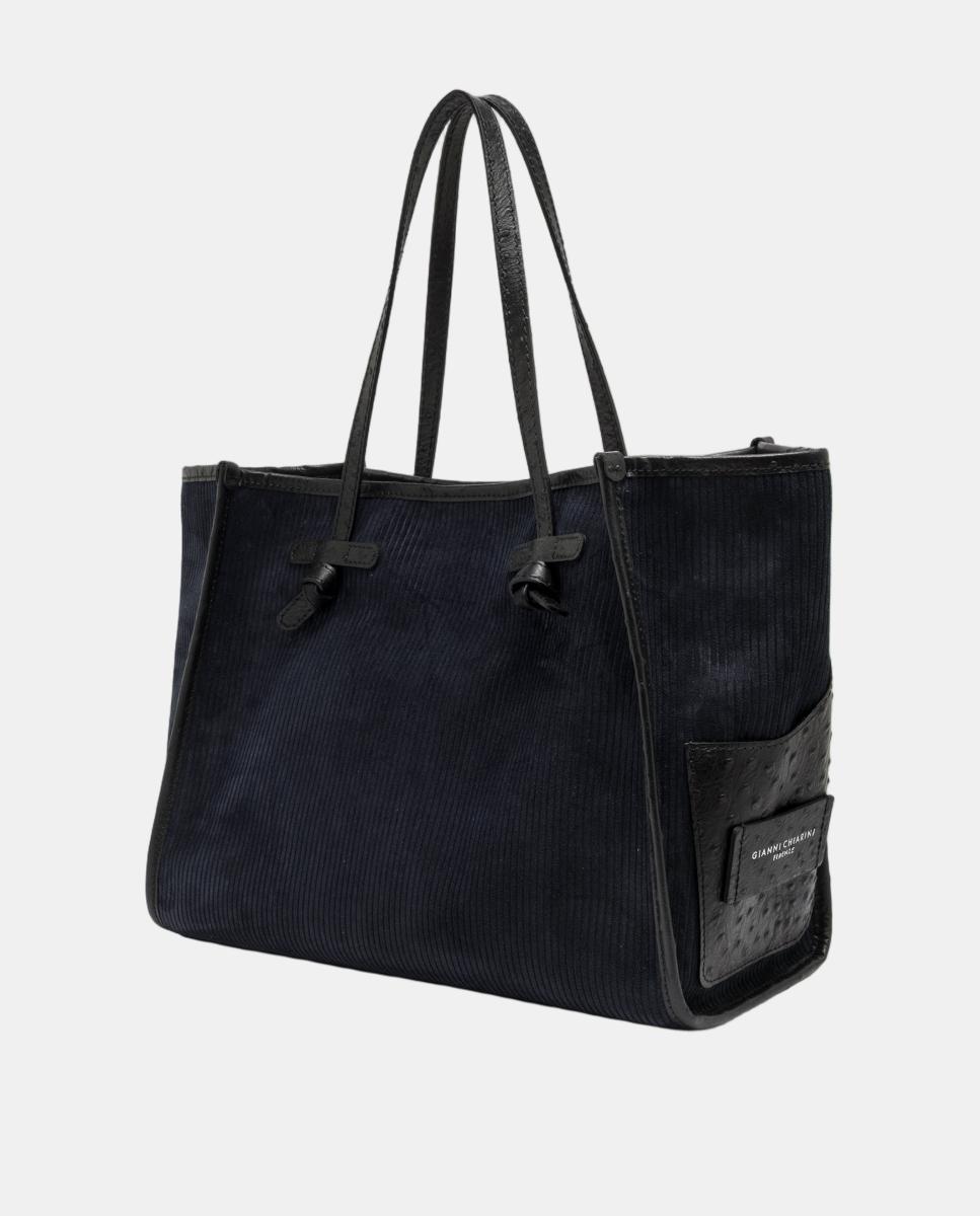 Bolso de hombro tamaño grande en ante colección MARCELLA - Gianni Chiarini - Azul marino Azul marino-3