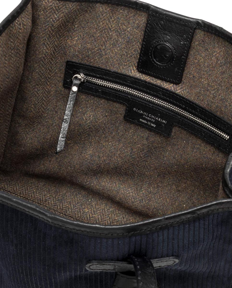 Bolso de hombro tamaño grande en ante colección MARCELLA - Gianni Chiarini - Azul marino Azul marino-4