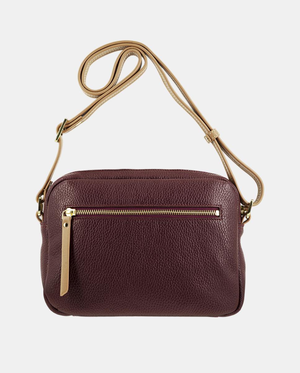 Bolso bandolera de piel con tres departamentos exteriores - El Potro - Burdeos Burdeos-3