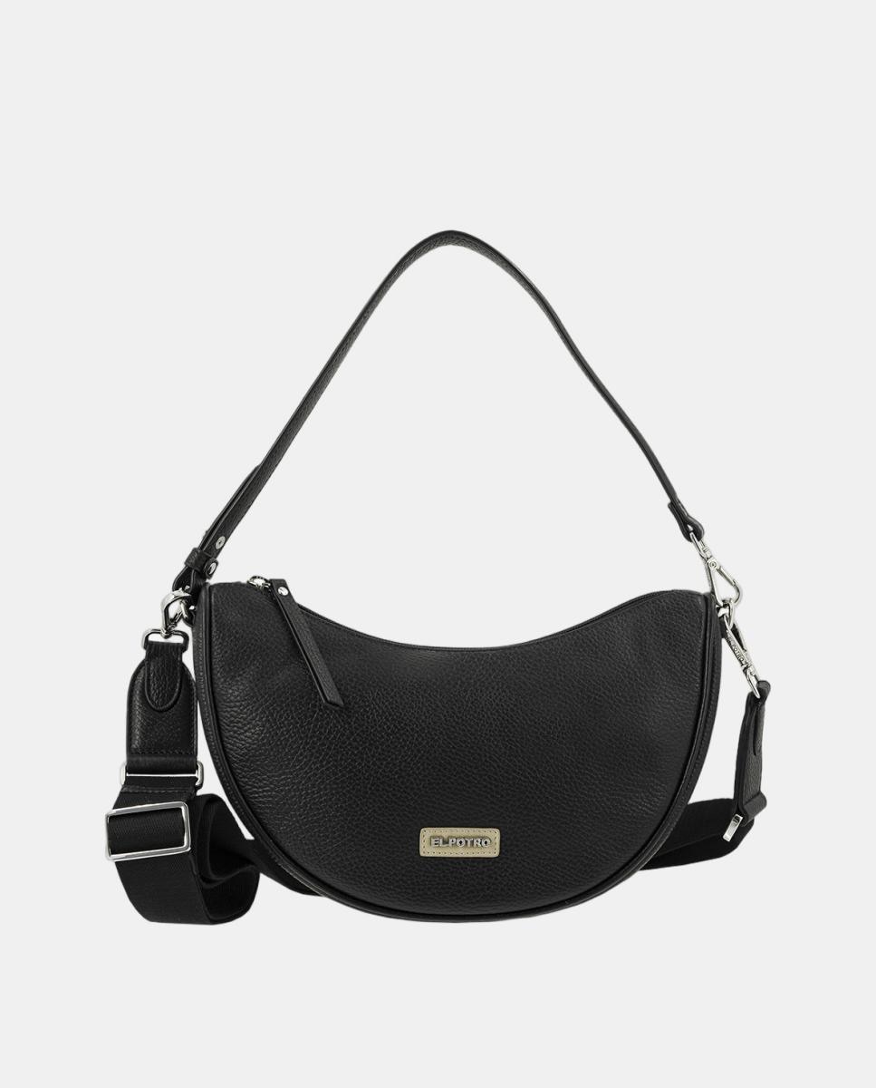 Bolso macuto tipo góndola de piel con bandolera regulable. - El Potro - Negro Negro-1