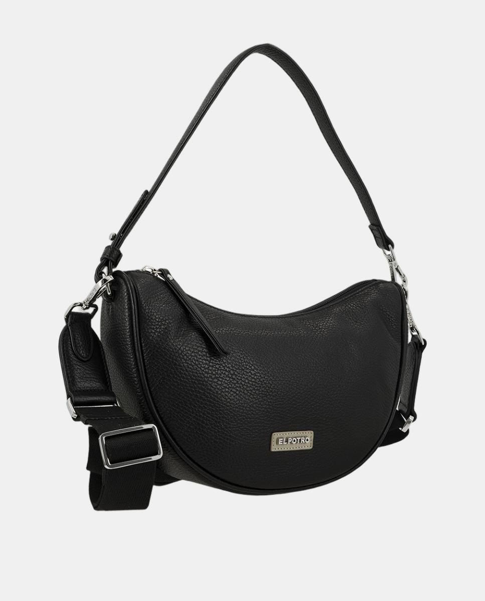 Bolso macuto tipo góndola de piel con bandolera regulable. - El Potro - Negro Negro-2