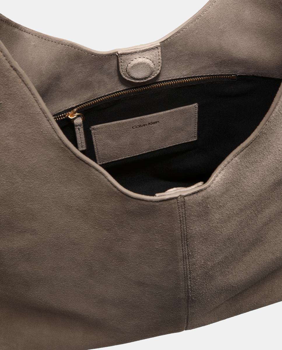 Bolso de hombro de piel Calvin Klein - Gris claro Gris claro-3