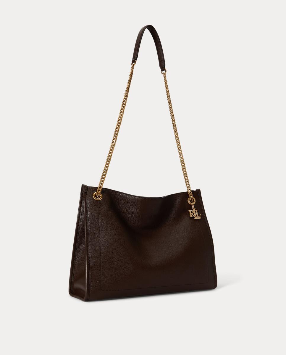Bolso tote Bradley de piel granulada - Lauren Ralph Lauren - Marrón oscuro Marrón oscuro-3
