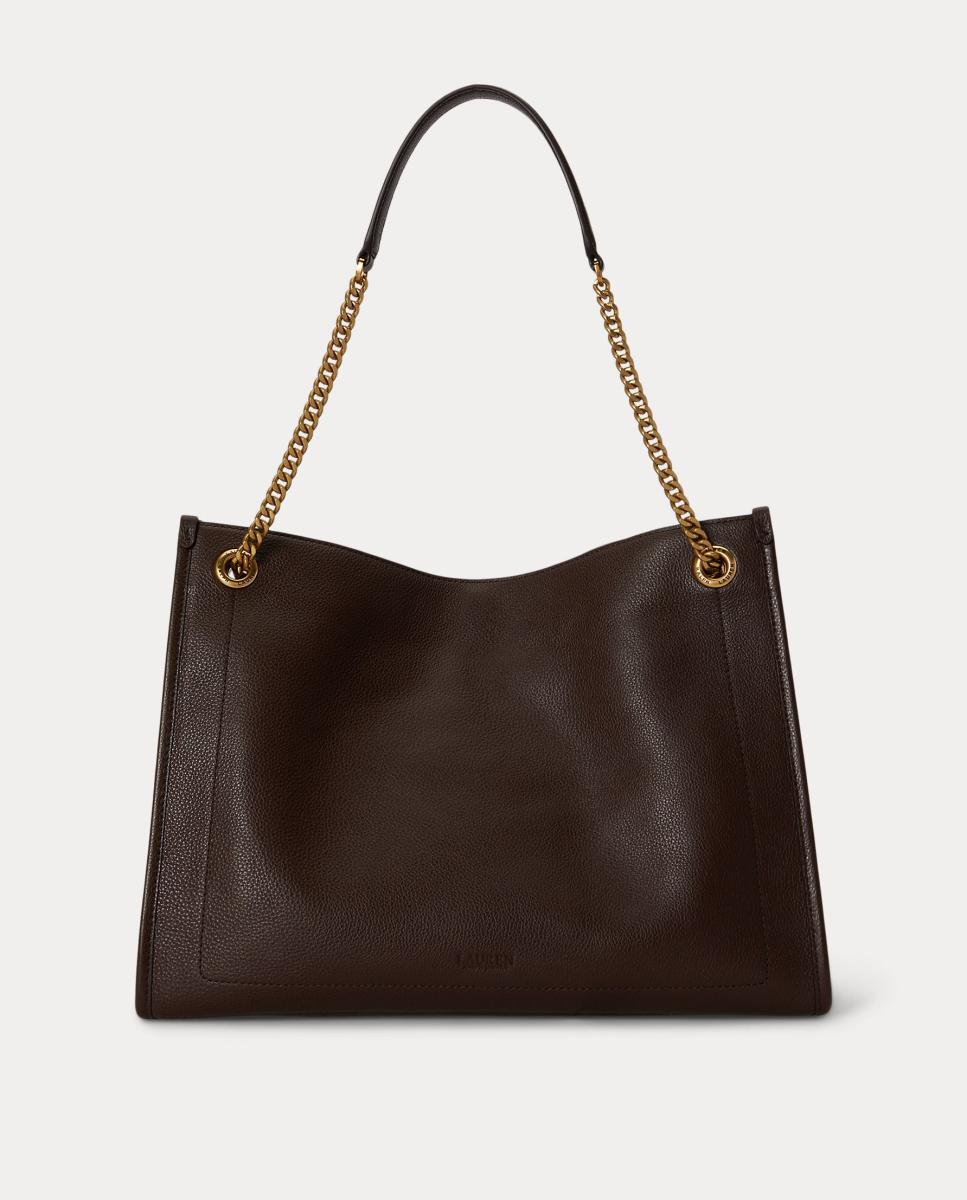 Bolso tote Bradley de piel granulada - Lauren Ralph Lauren - Marrón oscuro Marrón oscuro-4