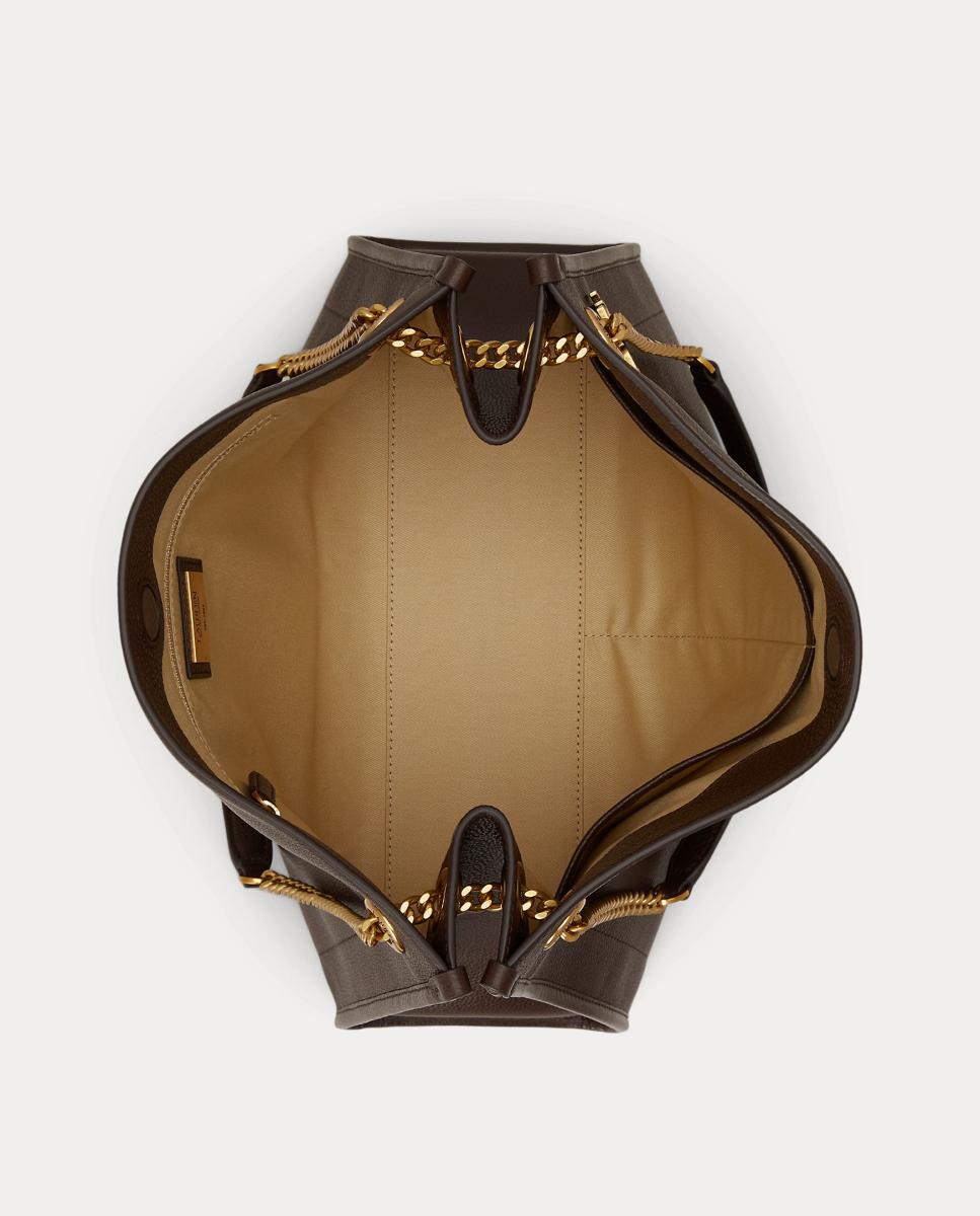 Bolso tote Bradley de piel granulada - Lauren Ralph Lauren - Marrón oscuro Marrón oscuro-5