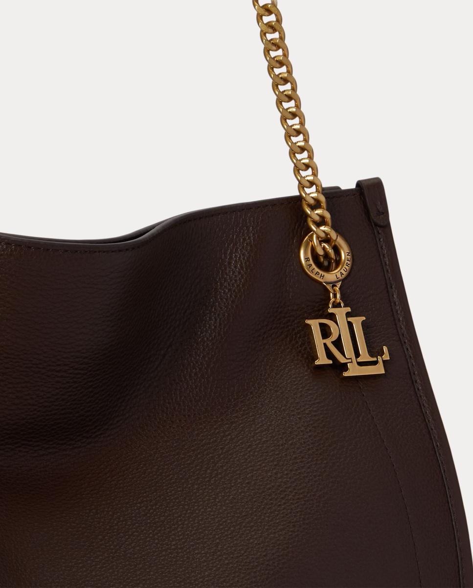 Bolso tote Bradley de piel granulada - Lauren Ralph Lauren - Marrón oscuro Marrón oscuro-6