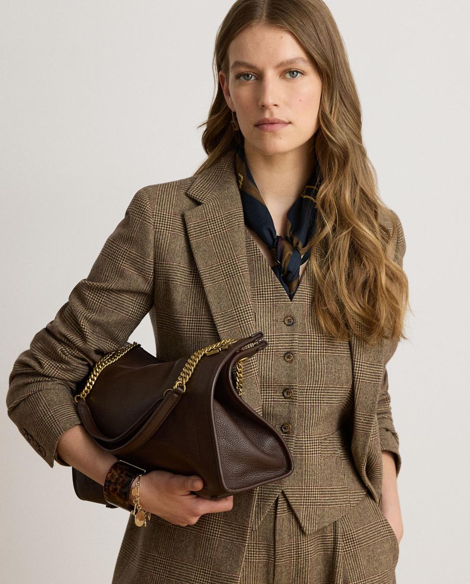 Bolso tote Bradley de piel granulada - Lauren Ralph Lauren - Marrón oscuro Marrón oscuro-7