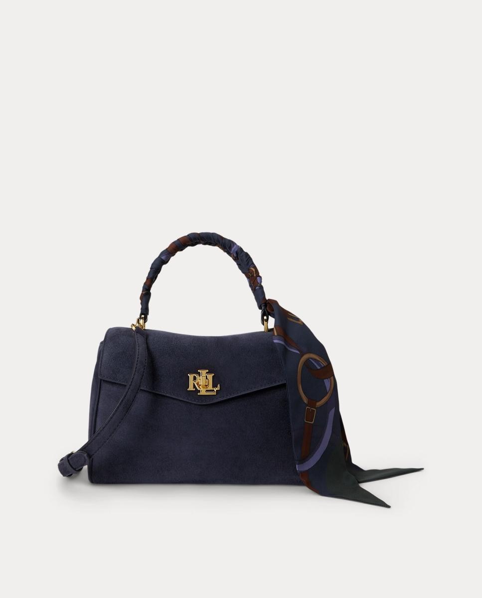 Imagen 0 de Bolso Farrah pequeño de ante Azul marino