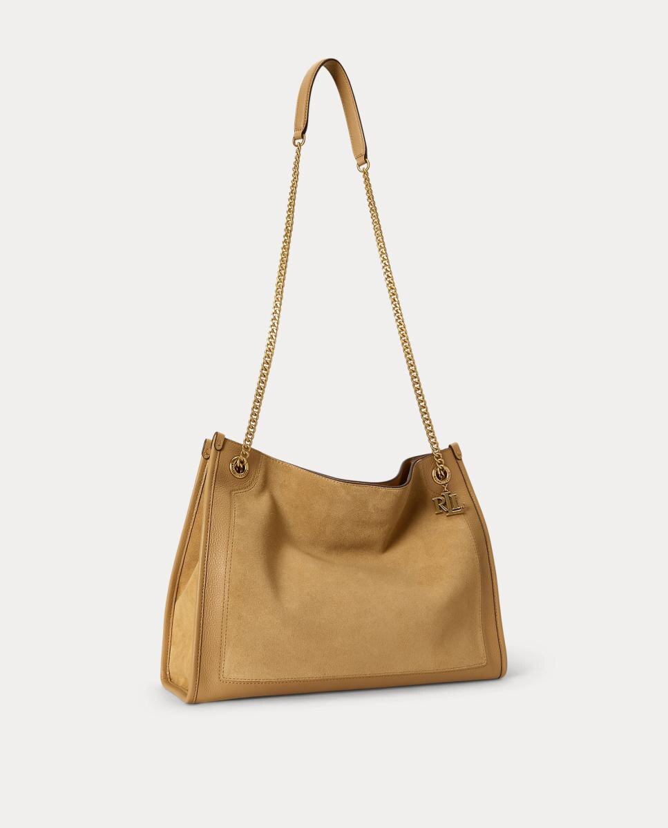 Bolso tote Bradley de piel y ante - Lauren Ralph Lauren - Marrón Marrón-3