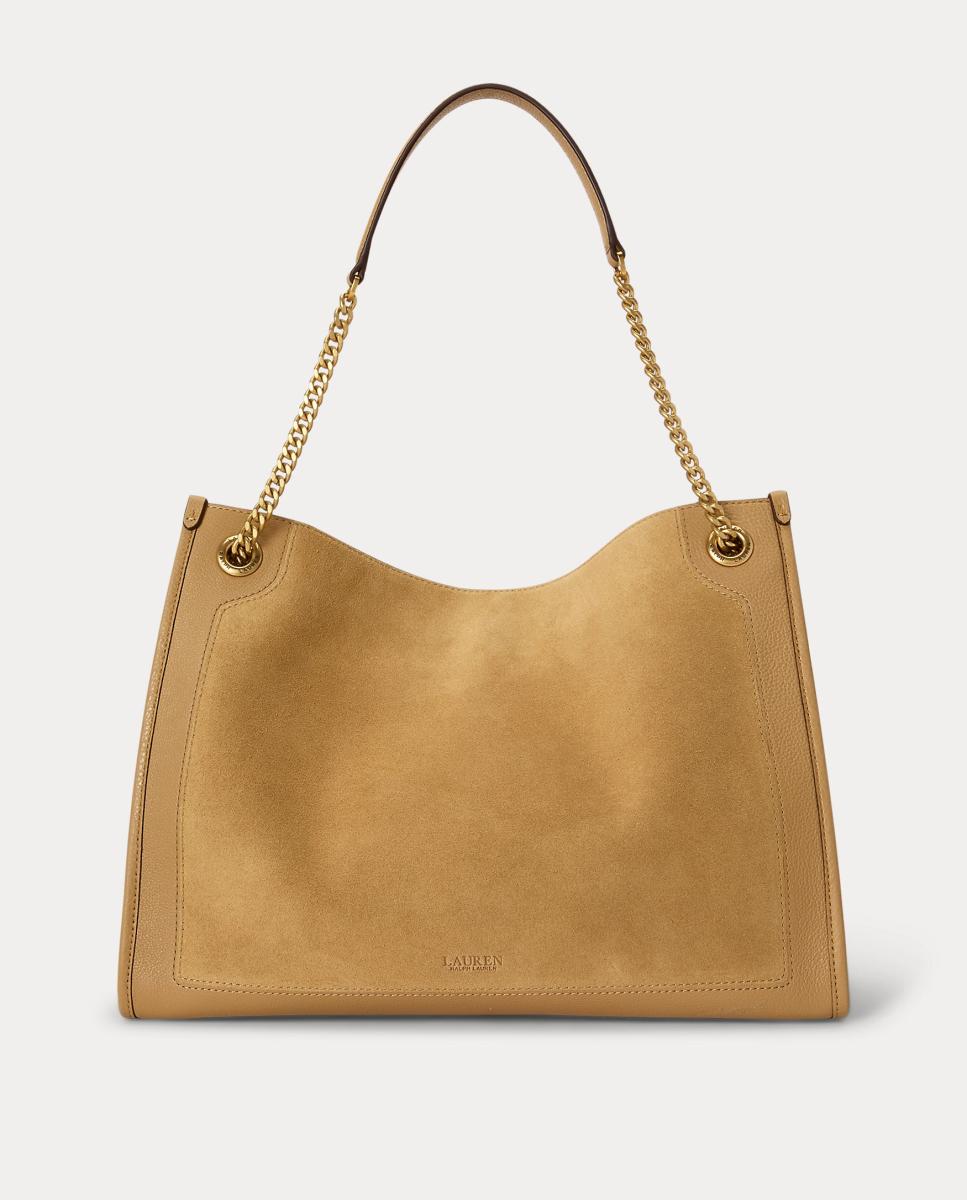 Bolso tote Bradley de piel y ante - Lauren Ralph Lauren - Marrón Marrón-4