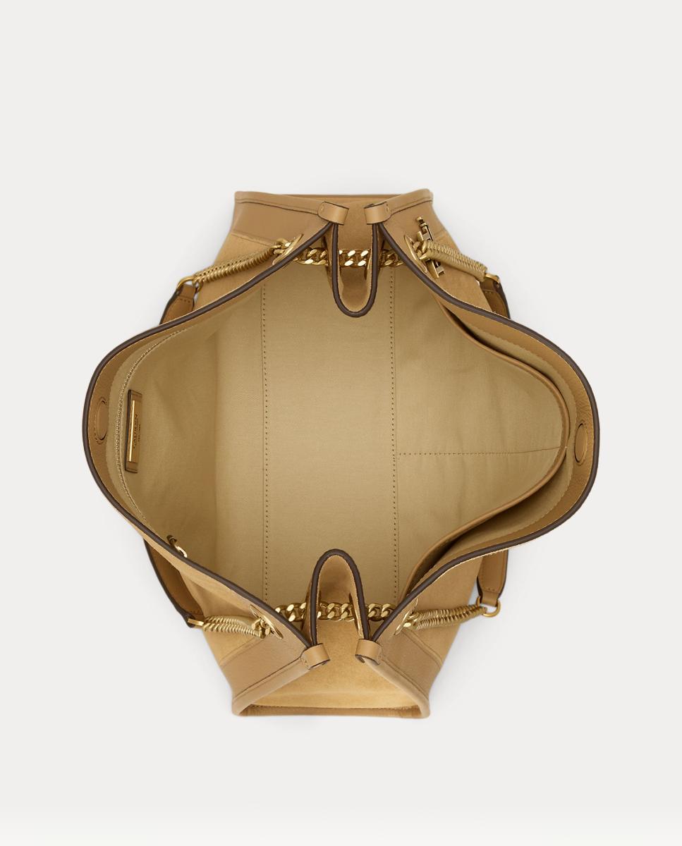 Bolso tote Bradley de piel y ante - Lauren Ralph Lauren - Marrón Marrón-5