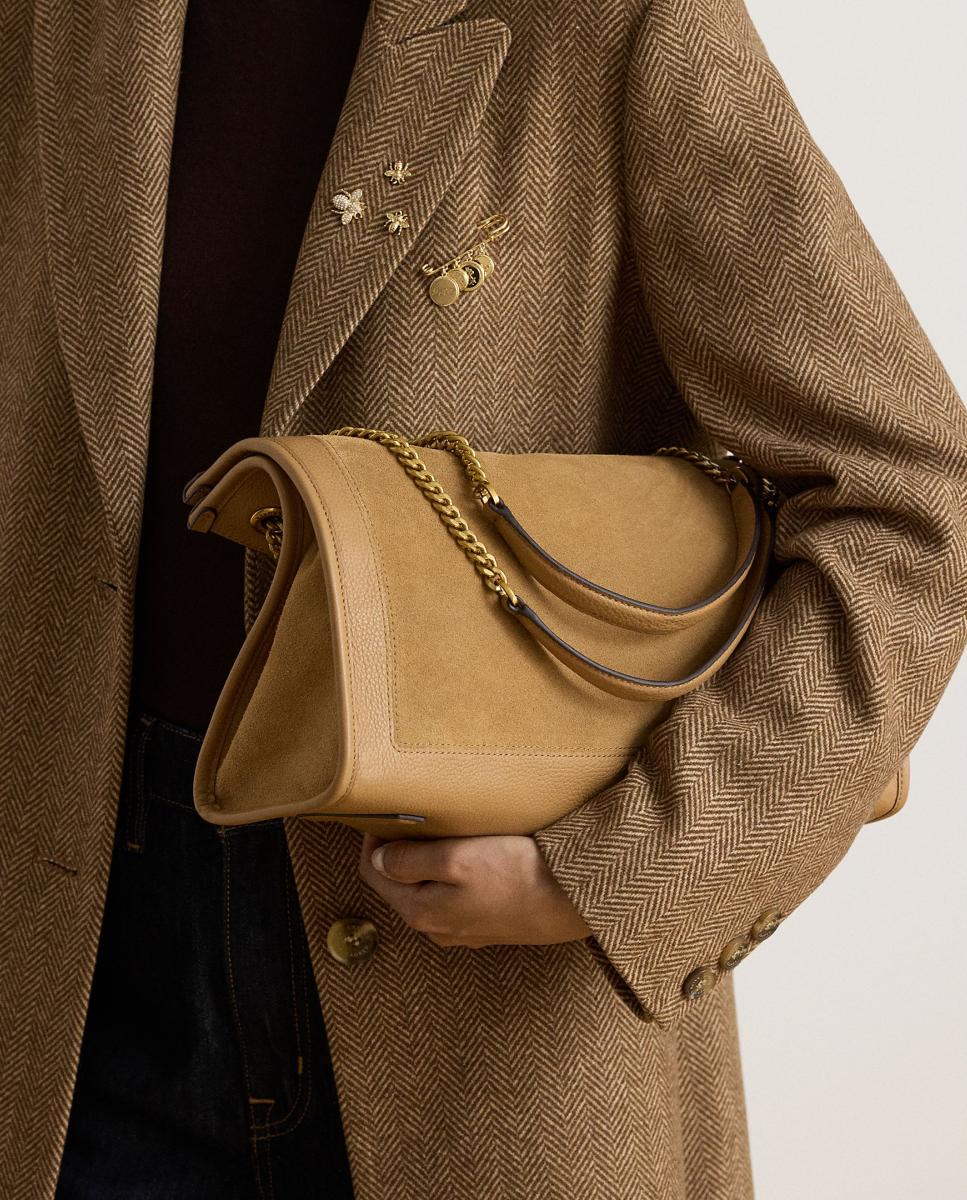 Bolso tote Bradley de piel y ante - Lauren Ralph Lauren - Marrón Marrón-8
