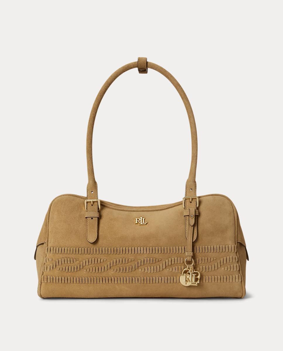Imagen 0 de Bolso Marcy satchel grande de ante Marrón