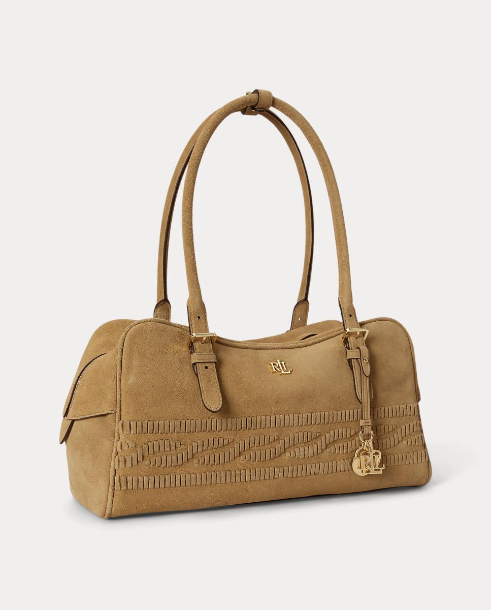 Bolso Marcy satchel grande de ante - Lauren Ralph Lauren - Marrón Marrón-3