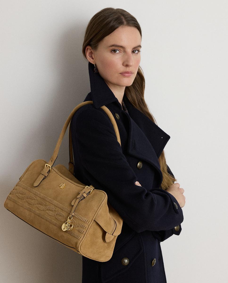 Bolso Marcy satchel grande de ante - Lauren Ralph Lauren - Marrón Marrón-7
