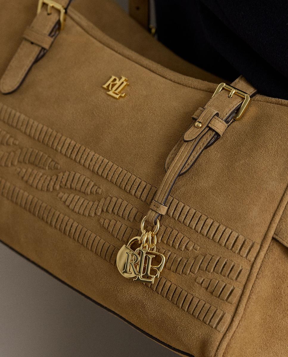 Bolso Marcy satchel grande de ante - Lauren Ralph Lauren - Marrón Marrón-8