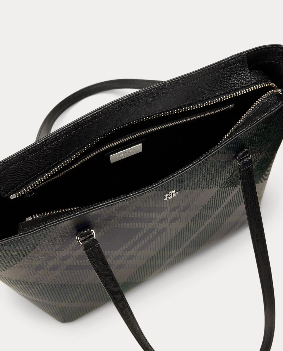 Mala Tipo Tote Karly de Pied-de-Poule Verde-escuro-5
