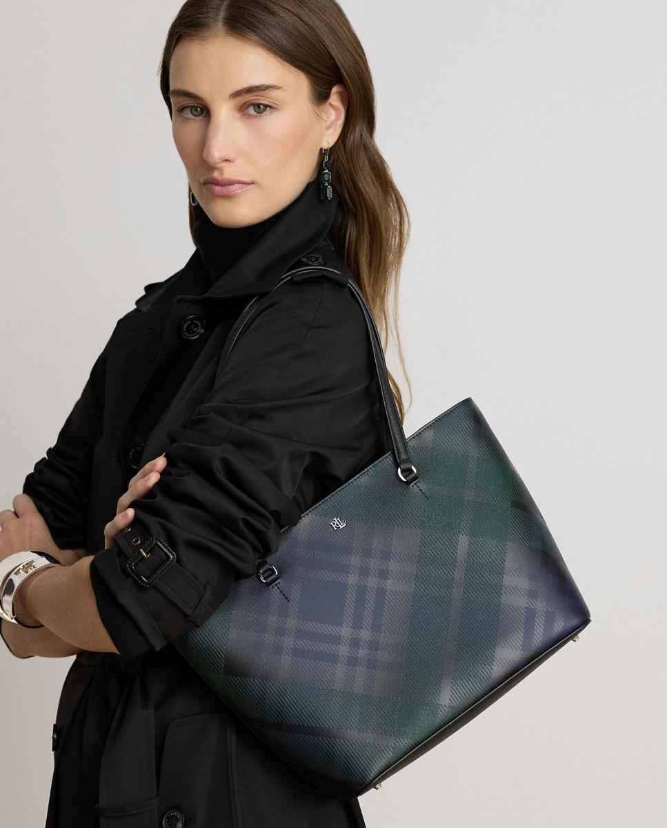 Mala Tipo Tote Karly de Pied-de-Poule Verde-escuro-7