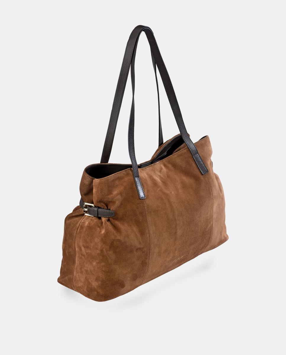 Mala Shopper em Croute e Pele Napa Castanho-2