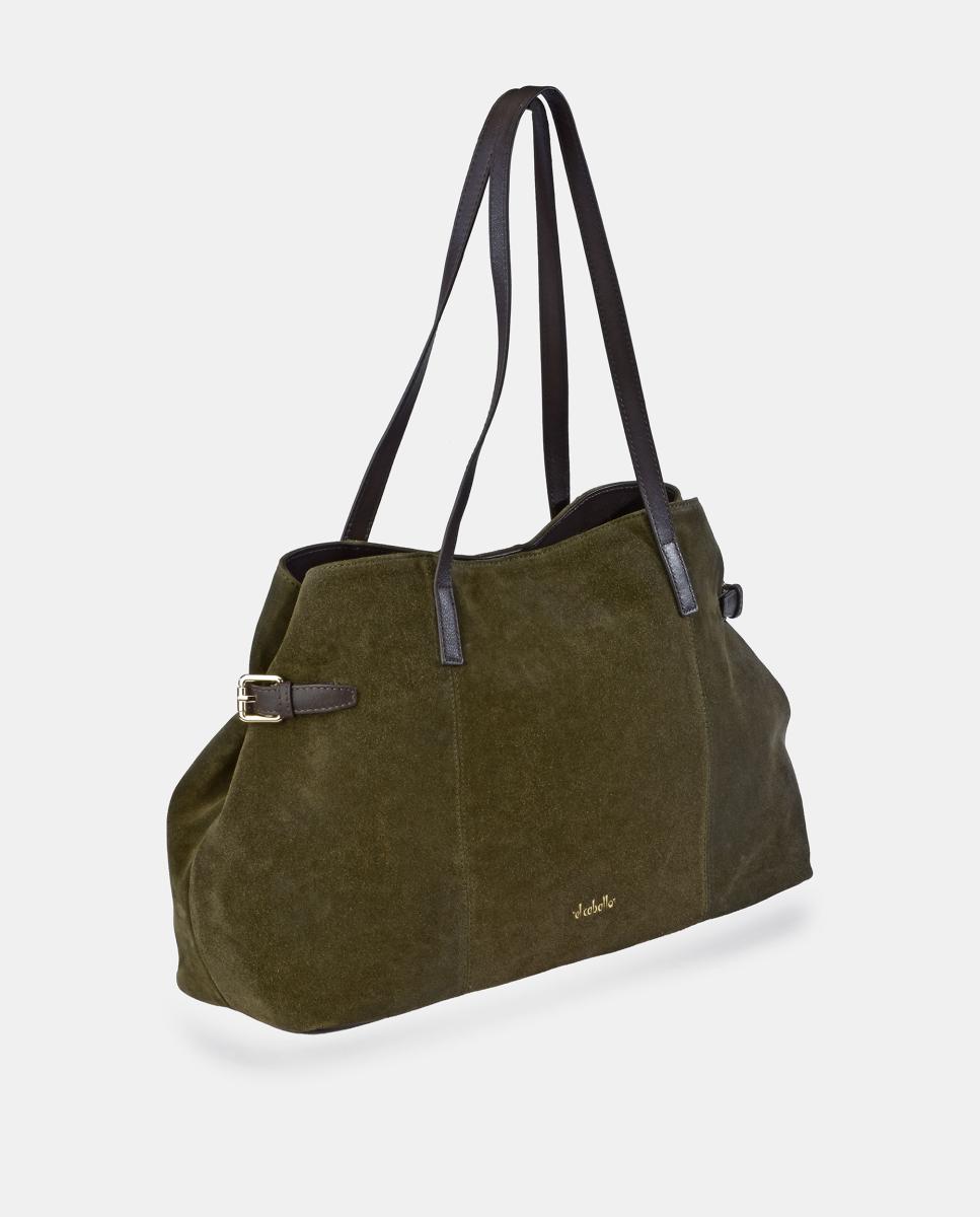 Mala Shopper em Croute e Pele Napa Verde-2