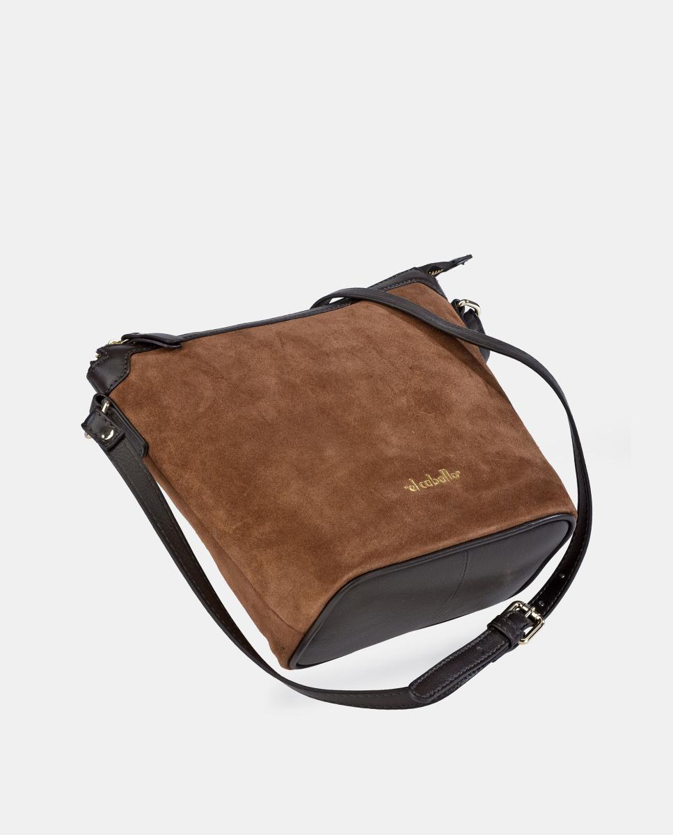 Mala Crossbody em Croute e Pele Napa Castanho-4