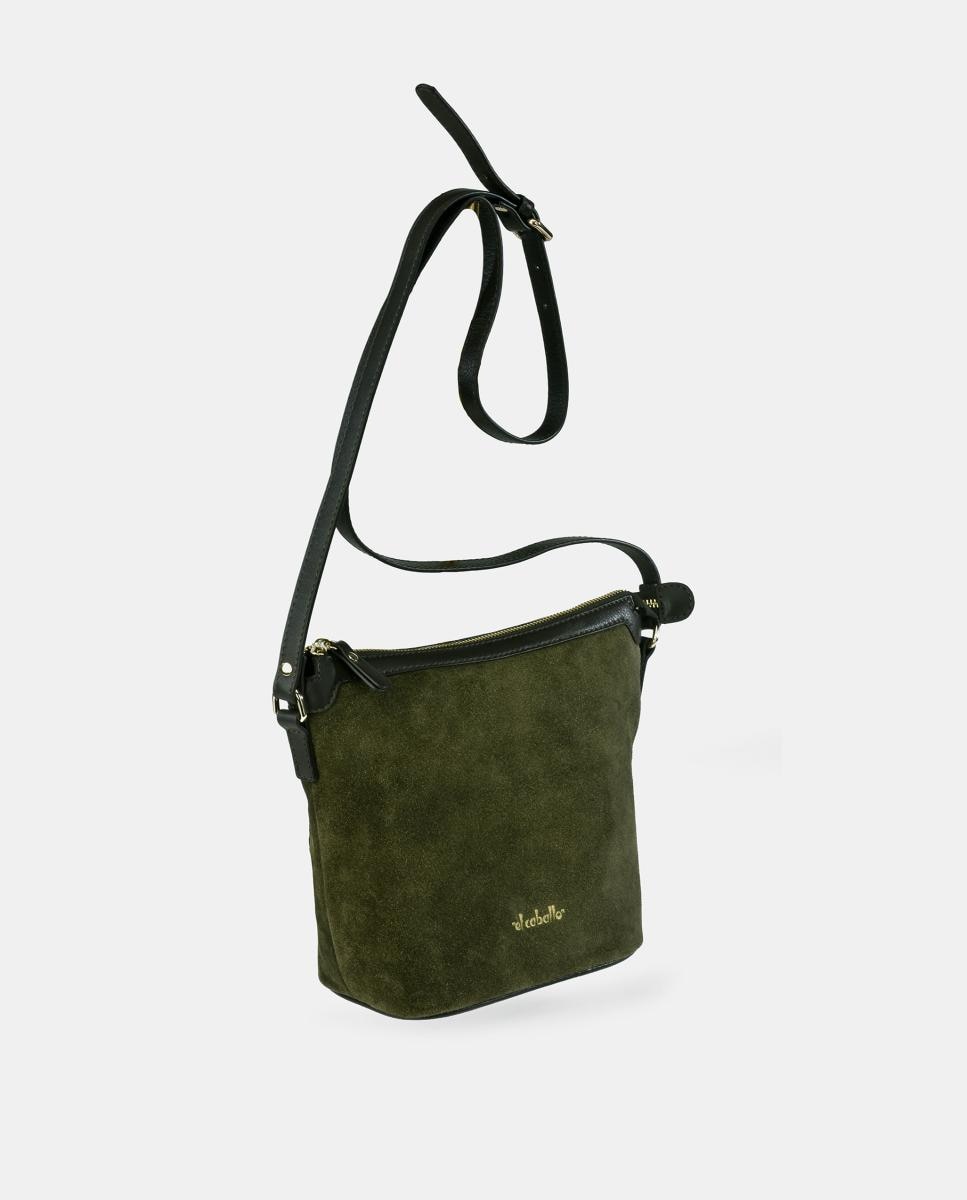 Mala Crossbody em Croute e Pele Napa Verde-2