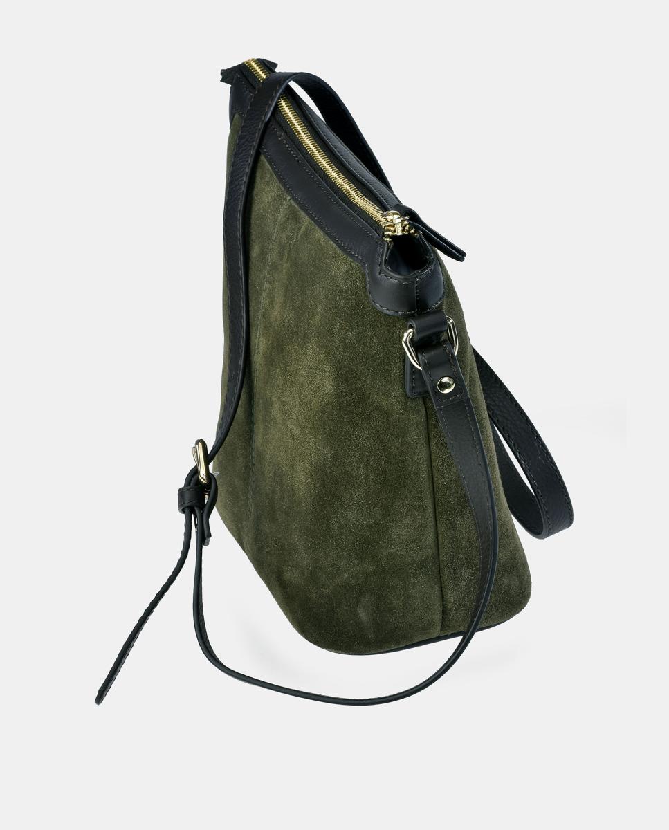 Mala Crossbody em Croute e Pele Napa Verde-3