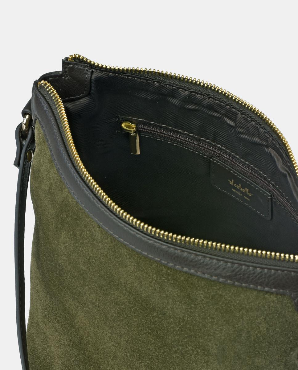 Mala Crossbody em Croute e Pele Napa Verde-4